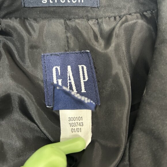 VTG GAP Jacket M Black Zip Classic Stretch Cotton Y2K 90s Style 2001 Lined - Picture 6 of 11